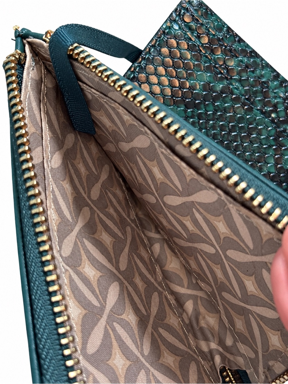 CXL Christian Lacroix NWT Teal Python Zip Around Wallet Card Holder - Picture 5 of 6